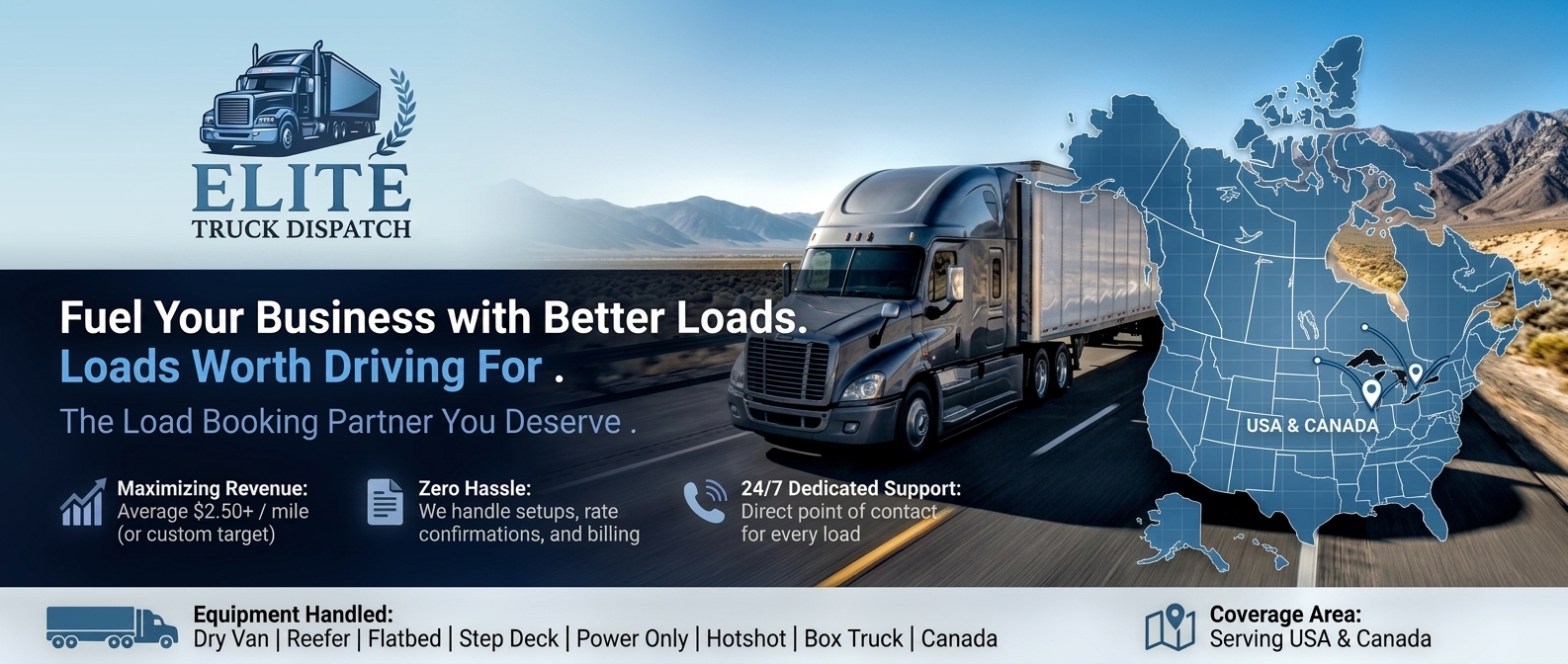 Elite Truck Dispatch — end-to-end truck dispatching across the USA and Canada